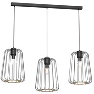 Lampa Wisząca TRAD Czarny Brązowy Metalowy Klosz 3xE27