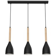 Lampa Wisząca MUZA Czarny Brązowy Metalowy Klosz 3xE27 L