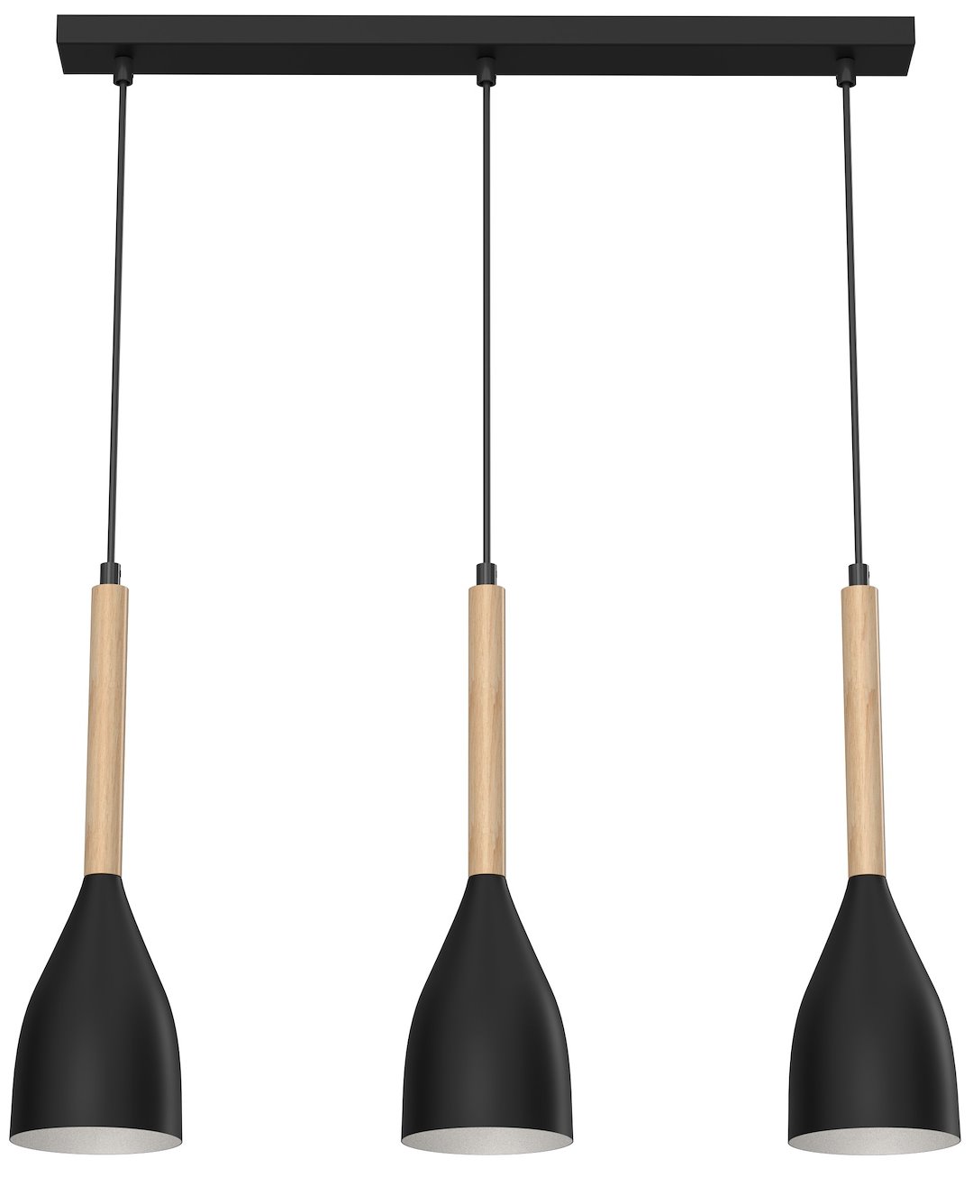 Lampa Wisząca MUZA Czarny Brązowy Metalowy Klosz 3xE27 L