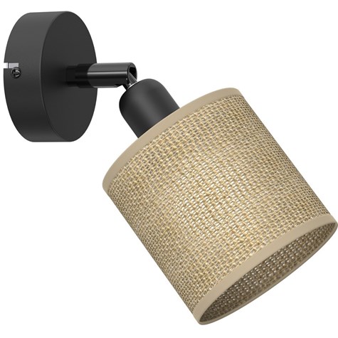 Lampa Sufitowa Spot JUTE Czarny Beżowy Abażur 1xE14