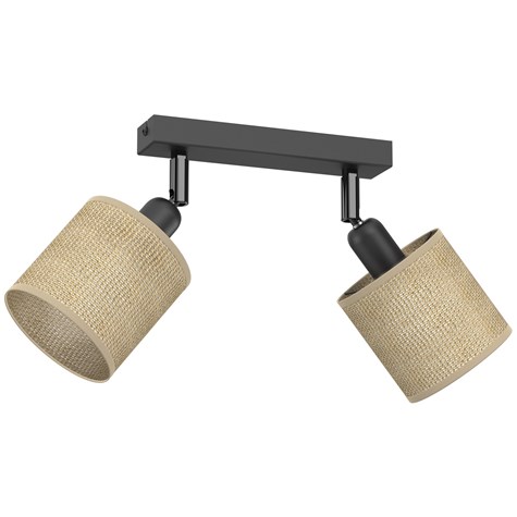 Lampa Sufitowa Spot JUTE Czarny Beżowy Abażur 2xE14