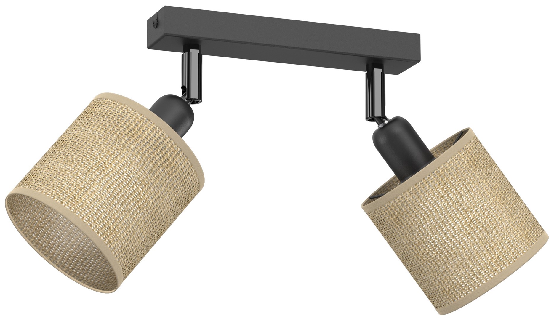 Lampa Sufitowa Spot JUTE Czarny Beżowy Abażur 2xE14