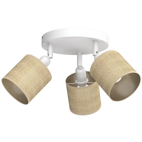 Lampa Sufitowa Spot JUTE Biały Beżowy Abażur 3xE14 Plafon