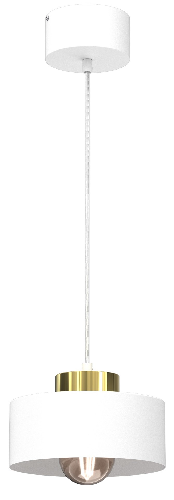 Lampa Wisząca MARTI Biały Złoty Metalowy Klosz 1xE27 20cm