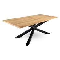 Stół pająk OakLoft 180x100 cm jasny dąb Duży stolik wykonany z metalu, blat z drewna dębowego, wymiar blatu 180x100 cm idealny do jadalni