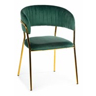 Krzesło Rarity Gold Dark Green Wykonane z aksamitnego, przyjemnego w dotyku materiału w kolorze zielonym, złote nogi wykonane z metalu