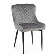 Krzesło Kajto Black Gray Wykonane z aksamitnego, przyjemnego w dotyku materiału w kolorze szarym, nogi wykonane z metalu