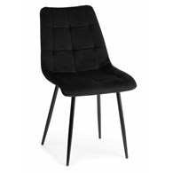 Krzesło Tori Black Wykonane z aksamitnego, przyjemnego w dotyku materiału w kolorze czarnym, nogi wykonane z metalu