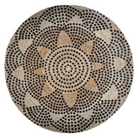 Okrągły dywan jutowy 120 cm wzór 2 Orientalny wzór, naturalny materiał, minimalistyczny i elegancki design