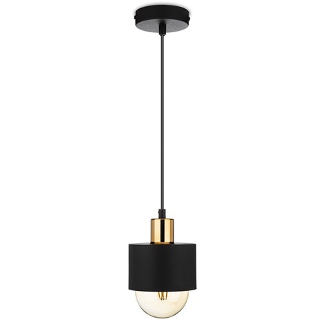 Lampa wisząca BerlinStil 12 cm cz-miedź Modna sufitowa lampa w kolorze czarnym z miedzianym nadkloszem, w stylu loft industrialnym 12 cm