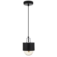 Lampa wisząca BerlinStil 12cm cz-srebrna Modna sufitowa lampa w kolorze czarnym ze srebrnym nadkloszem, w stylu loft industrialnym 12 cm