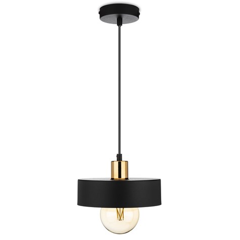 Lampa wisząca BerlinStil 20 cm cz-miedź Modna sufitowa lampa w kolorze czarnym z miedzianym nadkloszem, w stylu loft industrialnym 20 cm