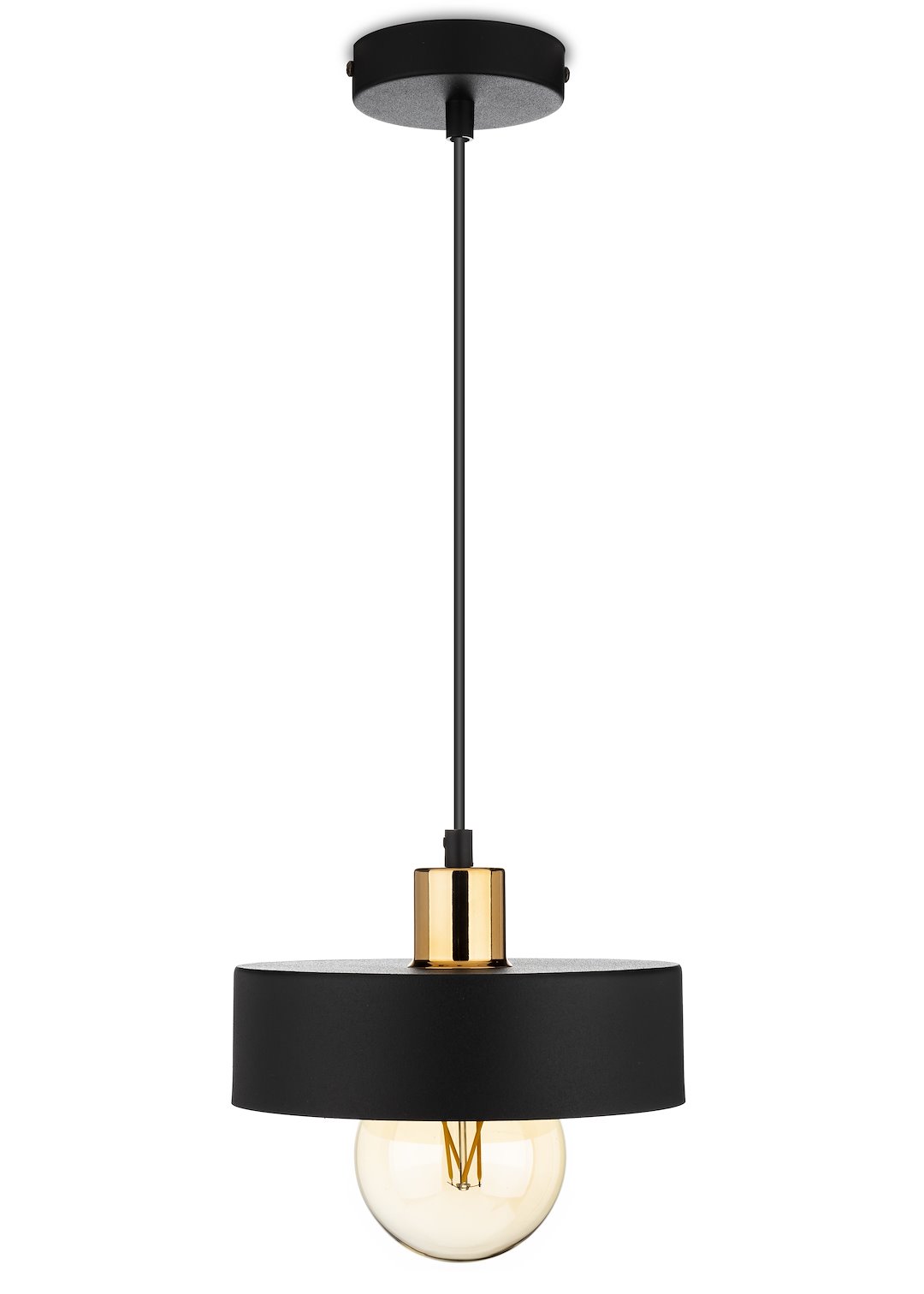 Lampa wisząca BerlinStil 20 cm cz-miedź Modna sufitowa lampa w kolorze czarnym z miedzianym nadkloszem, w stylu loft industrialnym 20 cm