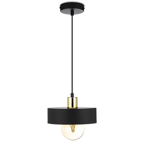 Lampa wisząca BerlinStil 20 cm cz-złota Modna sufitowa lampa w kolorze czarnym ze złotym nadkloszem, w stylu loft industrialnym 20 cm