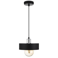 Lampa wisząca BerlinStil 20cm cz-srebrna Modna sufitowa lampa w kolorze czarnym ze srebrnym nadkloszem, w stylu loft industrialnym 20 cm