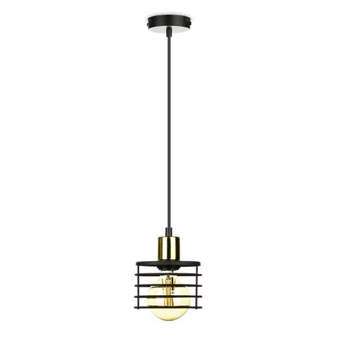 Lampa wisząca LondonStyle 12 cm cz-z Industrialna lampa wisząca w kolorze czarnym ze złotym nadkloszem, styl loft 12 cm