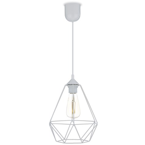 Lampa wisząca Paris Diamond 24 cm biała Stylowa lampa wisząca druciak w kolorze białym, w stylu industrialnym loft 24 cm