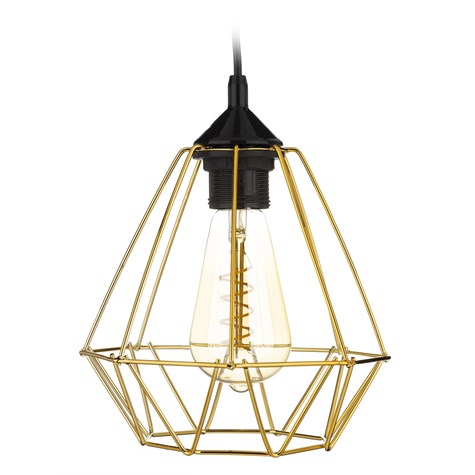 Lampa wisząca Paris Diamond 19 cm złota Stylowa lampa wisząca druciak w kolorze błyszczącego złota, w glamour połysk 19 cm