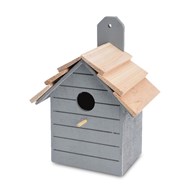 Domek dla ptaków szary dekoracyjny Wykonany z drewna, mała ozdoba jako domek lub dekoracja 22x16x11 cm