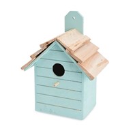 Domek dla ptaków turkusowy dekoracyjny Wykonany z drewna, mała ozdoba jako domek lub dekoracja 22x16x11 cm