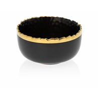 Salaterka Kati Black Gold Miseczka wykonana z ceramiki w kolorze czarnym, wykończona złotą farbą. Średnica naczynia wynosi 11,5 cm
