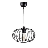 Lampa wisząca druciana 26 cm czarna Druciana lampa w kształcie elipsoidy, lakierowana na czarno. Wysokość max. 90 cm, średnica 26 cm
