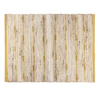 Dywan jutowy 60x90 cm Yellow Stripe Wykonany z naturalnego materiału, ozdobiony kolorowymi paskami, łatwy w pielęgnacji
