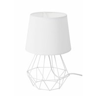 Lampka nocna stołowa Diament białaWykonana z metalu i materiału, stylowa i nowoczesna lampa w kolorze białym