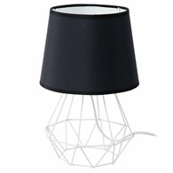 Lampka nocna stołowa Diament biel czerń Wykonana z metalu i materiału, stylowa i nowoczesna lampa w kolorze biało czarny