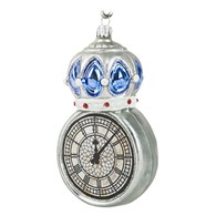 Bombka choinkowa Srebrny Zegar UK Szklana ozdoba choinkowa wykonana ze szkĹ‚a, rÄ™cznie malowana, wyprodukowana w Polsce