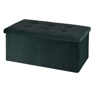 Pufa otwierana welurowa czarna 76 cm Pufa Chesterfield w formie skrzyni z materiału Velvet ze schowkiem do siedzenia i przechowywania o wymiarach: 76x38x37 cm