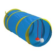 Tunel dla kota z zabawką niebieski Lekki i przestronny, składany tunel dla kota z akcesoriami, dwiema piłeczkami o wymiarach: 51x24,5 cm