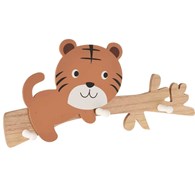 Dziecięcy wieszak z 3 haczykami Tiger Wykonany z płyty mdf imitującej drewno, ozdobne haczyki, funkcjonalny i stylowy dodatek do pokoju dziecięcego o wymiarach: 48x25 cm
