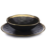 Zestaw ośmiu talerzy LISSA BLACK GOLD