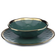 Zestaw ośmiu talerzy LISSA GREEN GOLD