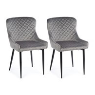 Komplet 2 krzeseł Kajto Black Gray Wykonane z aksamitnego, przyjemnego w dotyku materiału w kolorze szarym, nogi wykonane z metalu, zestaw 2szt.