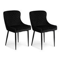 Komplet 2 krzeseł Kajto Black    Wykonane z aksamitnego, przyjemnego w dotyku materiału w kolorze czarnym, nogi wykonane z metalu, zestaw 2 szt.