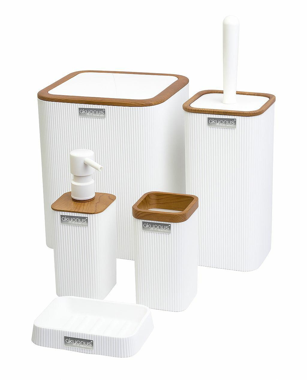 Zestaw łazienkowy Kely Square white/wood