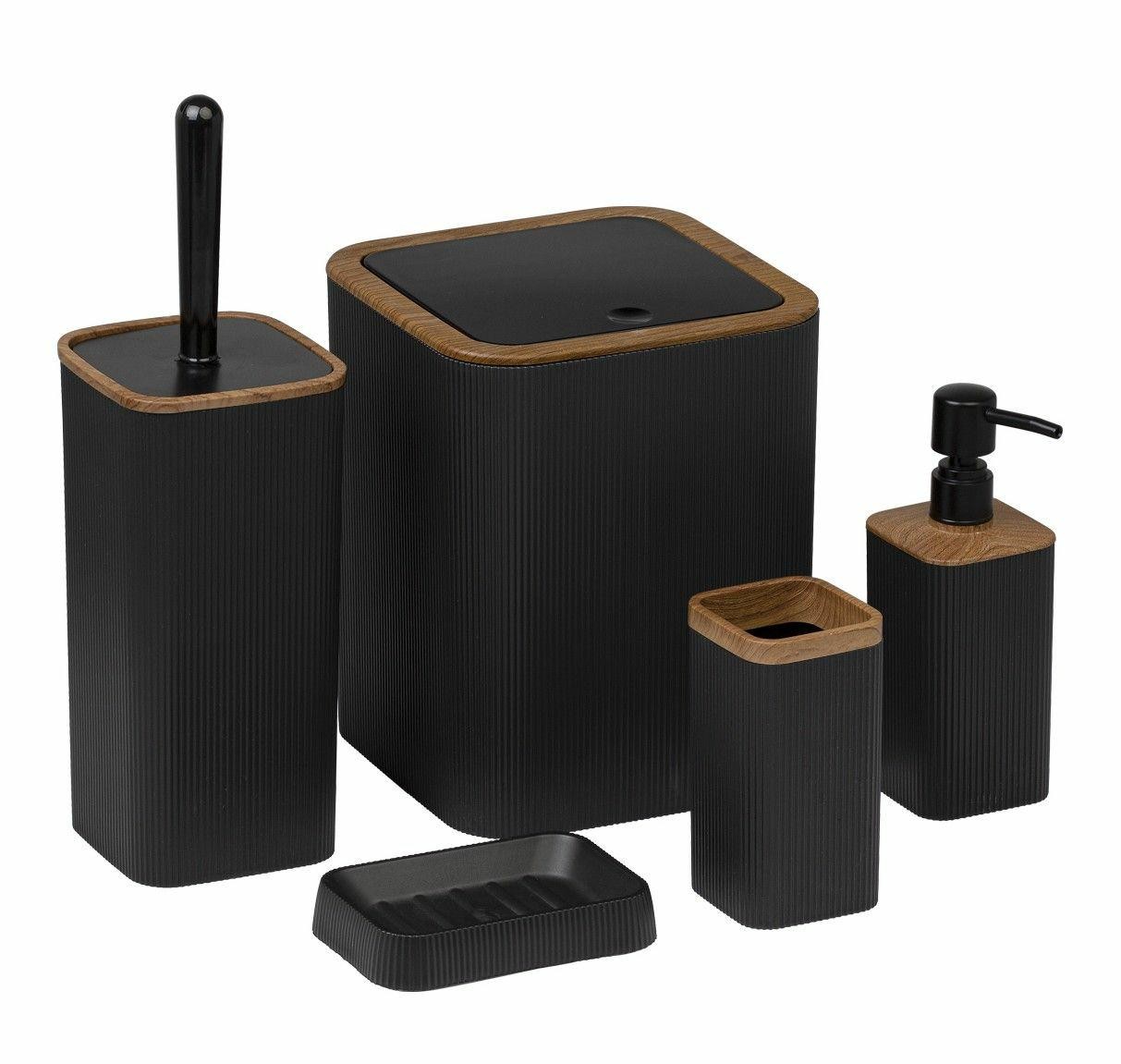 Zestaw łazienkowy Kely Square black/wood