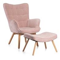 Fotel z podnóżkiem Grella Pink
