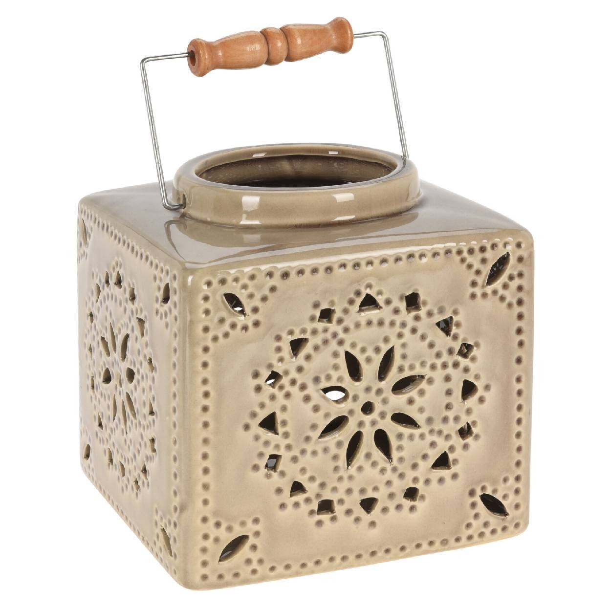Lampion ceramiczny – kolor ciemny beż