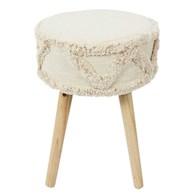 Taboret BOHO okrągły stołek kremowy