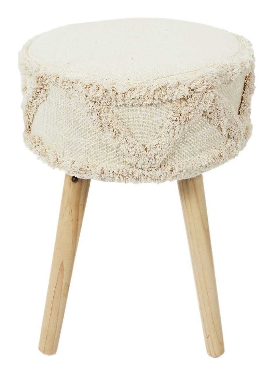 Taboret BOHO okrągły stołek kremowy
