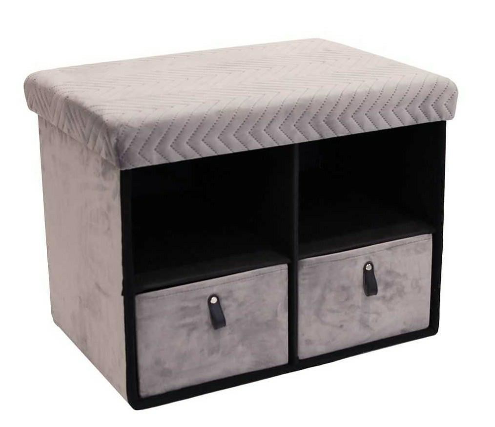 Pufa CUBIX organizer z szufladami szara