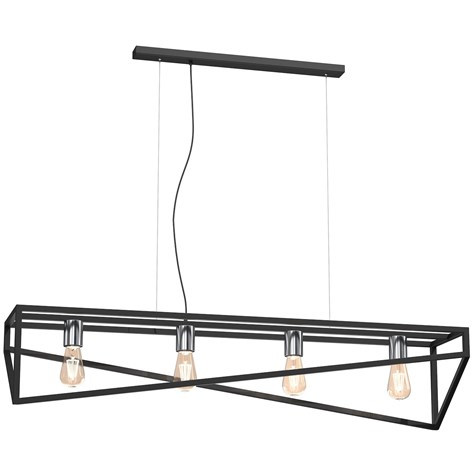 Lampa Wisząca GOTE Czarny Srebrny 4xE27