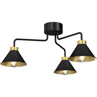 Lampa Sufitowa DEMET Czarny Złoty Metalowy Klosz 3xE27