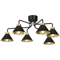 Lampa Sufitowa DEMET Czarny Złoty Metalowy Klosz 6xE27