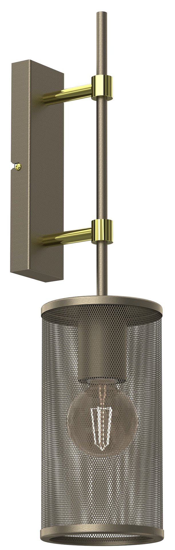 Kinkiet WALL Złoty Szary Metalowy Klosz 1xE27