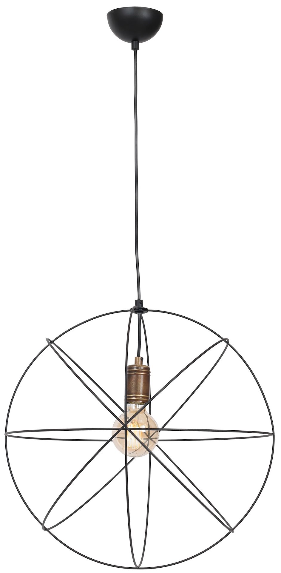 Lampa Wisząca GERID Czarny Złoty Metalowy Klosz 1xE27 45cm