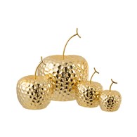 Figurka ceramiczna Apple Gold 12 cm W kolorze złotym, metalowy ogonek, stylowy i oryginalny dodatek do wnętrz